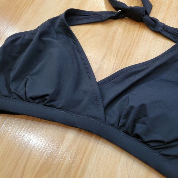 Garnet Hill Black Halter Bikini Top Size 8 Swim NWT - Picture 3 of 6